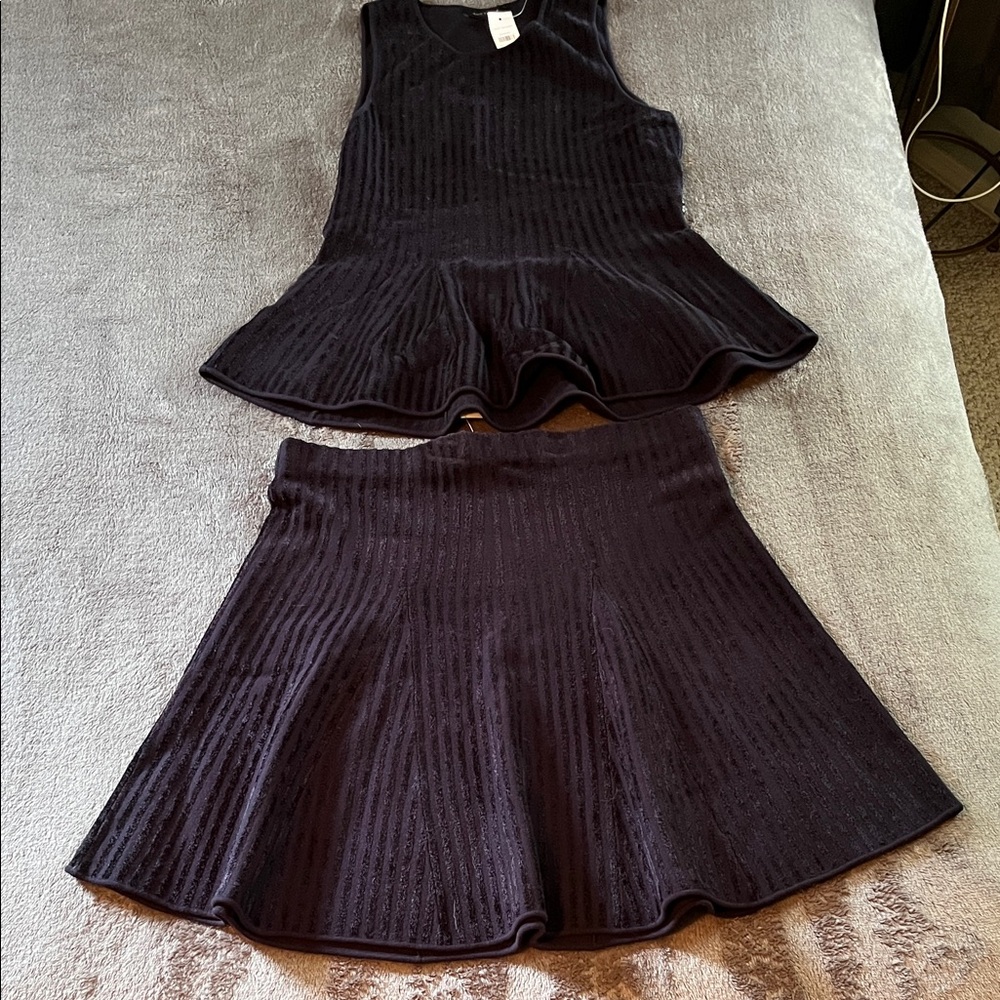 Midnight Blue Peplum Top and Skirt Set